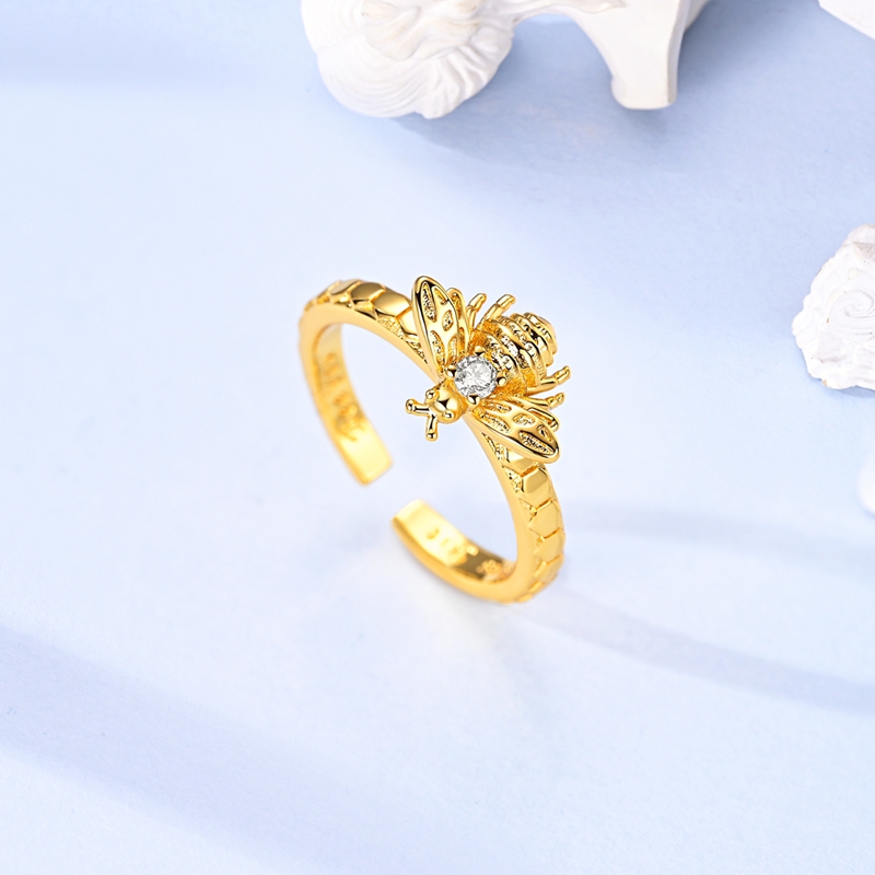 Women's 925 Sterling Silver Elegant Bee Open Ring